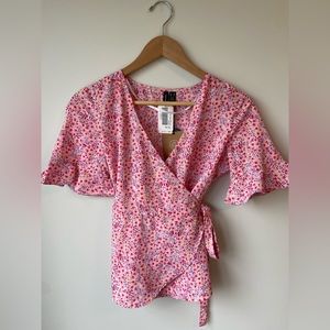 Vero Moda Flutter Sleeve Wrap Top